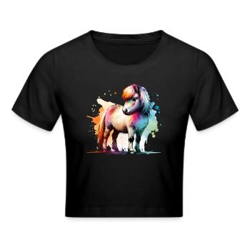 Isländer Geschenk Island Pferde - Frauen Cropped T-Shirt - Schwarz - Vorne - Marisol (170cm)