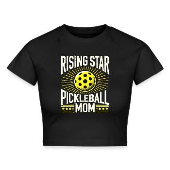 Rising Star Pickleball Mom - Cropped T-Shirt - black - Front - Marisol (170cm)