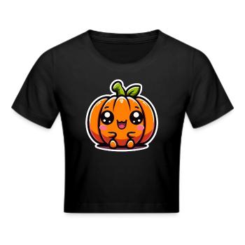 Süßer Kürbis - Frauen Cropped T-Shirt - Schwarz - Vorne - Marisol (170cm)