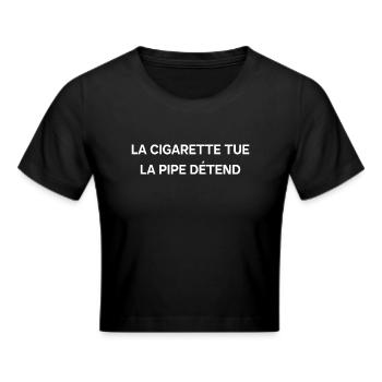 La cigarette tue la pire détend - Crop top - noir - Devant - Marisol (170cm)