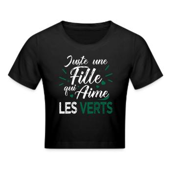 Les Verts football une fille aime les stéphanois - Crop top - noir - Devant - Marisol (170cm)