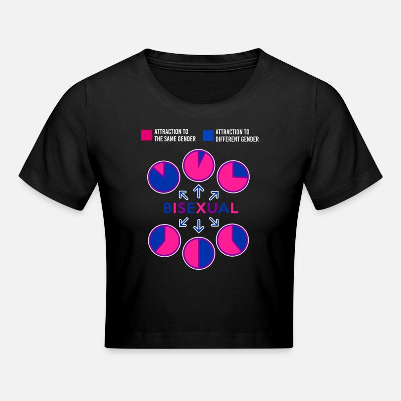 Bisexual Bi Pride Flag Pie Chart - Cropped T-Shirt - black