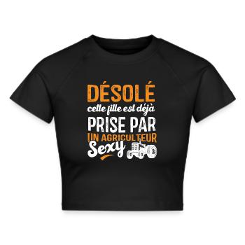 Désolé Cette Fille Prise par un Agriculteur Sexy - Crop top - noir - Devant - Marisol (170cm)