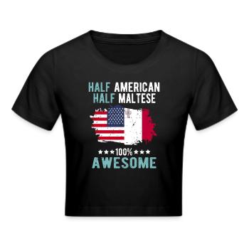 Halb Amerikaner Halb Mateser - Frauen Cropped T-Shirt - Schwarz - Vorne - Marisol (170cm)