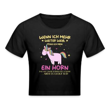 Einhorn Sprüche Einhorn Damen - Frauen Cropped T-Shirt - Schwarz - Vorne - Marisol (170cm)