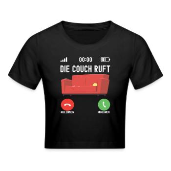 Faulheit Faulenzer Langschäfer Couch - Frauen Cropped T-Shirt - Schwarz - Vorne - Marisol (170cm)