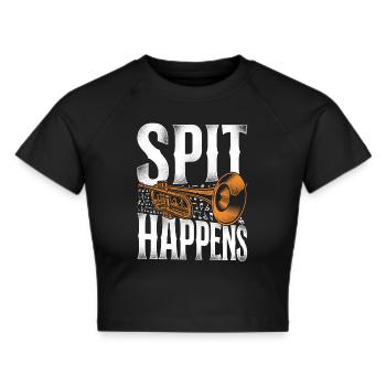 Trumpet Player Pun Vintage Spit - Cropped T-Shirt - black - Front - Marisol (170cm)