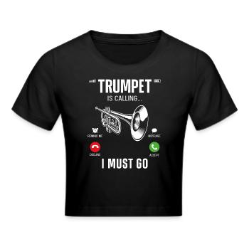 Trumpet Player Phone Display - Frauen Cropped T-Shirt - Schwarz - Vorne - Marisol (170cm)