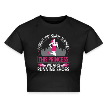 Running Runner Half Marathon Girl - Cropped T-Shirt - black - Front - Marisol (170cm)