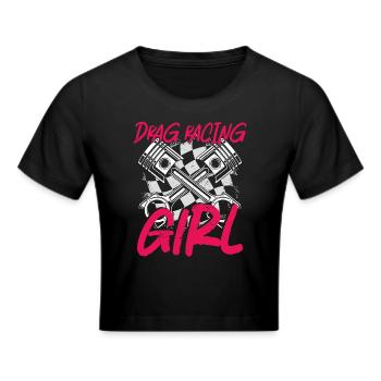 Drag Racing Race Car Girl Vintage - Cropped T-Shirt - black - Front - Marisol (170cm)