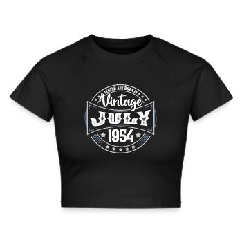 Juli 1954. Geburtstagsgeschenk Juli 1954. - Frauen Cropped T-Shirt - Schwarz - Vorne - Marisol (170cm)