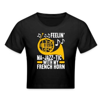 Horn Blechblasinstrument - Frauen Cropped T-Shirt - Schwarz - Vorne - Marisol (170cm)