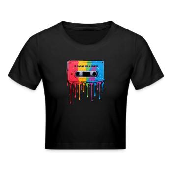 Kassetten-Tropfen - Frauen Cropped T-Shirt - Schwarz - Vorne - Marisol (170cm)
