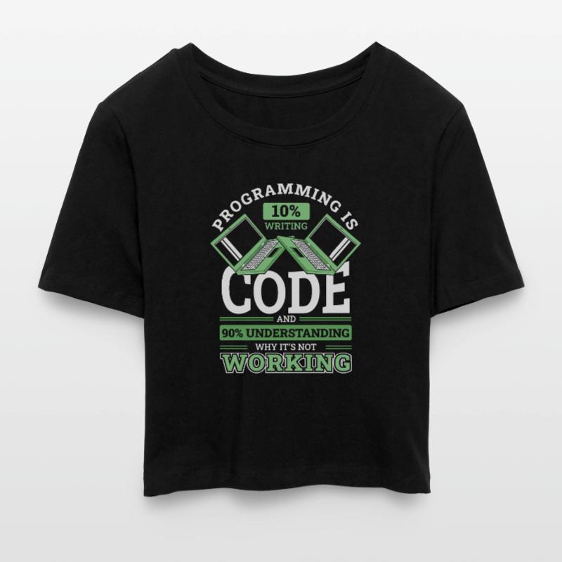 Programming 10% Writing 90% Not Working Coder Frauen Cropped T-Shirt