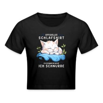 Offizielles Schlafshirt personalisiert mit Katze - Frauen Cropped T-Shirt - Schwarz - Vorne - Marisol (170cm)