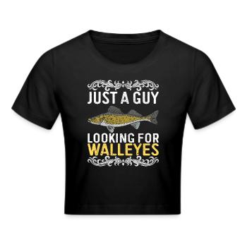 Walleye Fishing Angler - Cropped T-Shirt - black - Front - Marisol (170cm)
