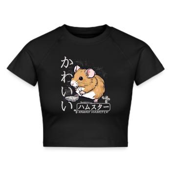 Kawaii Hamster for Japan Lovers and Pet Owners - Cropped T-Shirt - black - Front - Marisol (170cm)