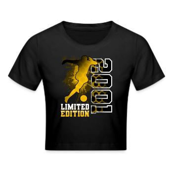2001 Year of Birth Birthday Football - Cropped T-Shirt - black - Front - Marisol (170cm)
