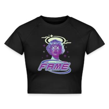 Y2K I FAME I STREETWEAR I OVERSIZE - Frauen Cropped T-Shirt - Schwarz - Vorne - Marisol (170cm)