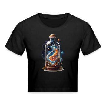 Universum in Flasche Boho Style Ästhetik - Frauen Cropped T-Shirt - Schwarz - Vorne - Marisol (170cm)