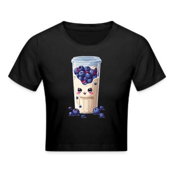 Myrtilles Mignon Milkshake Kawaii Fun - Crop top - noir - Devant - Marisol (170cm)