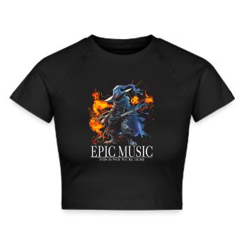 Epic Music Black Mage avec guitare électrique et feu - Crop top - noir - Devant - Marisol (170cm)