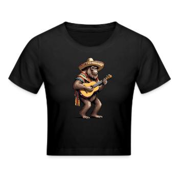 Bigfoot Mexican Mariachi Guitarist Fiesta - Cropped T-Shirt - black - Front - Marisol (170cm)