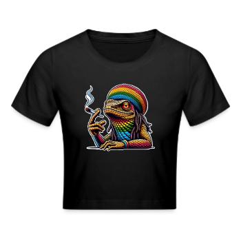 Lézard fumant du cannabis - Crop top - noir - Devant - Marisol (170cm)