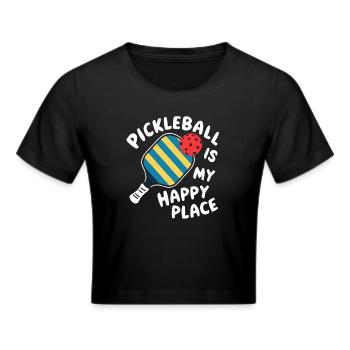 Pickleball Is My Happy Place - Frauen Cropped T-Shirt - Schwarz - Vorne - Marisol (170cm)