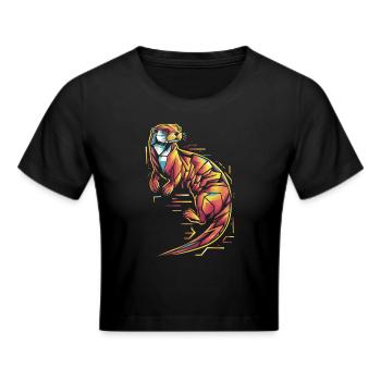 Bunte Geometrische Otter Illustration - Frauen Cropped T-Shirt - Schwarz - Vorne - Marisol (170cm)