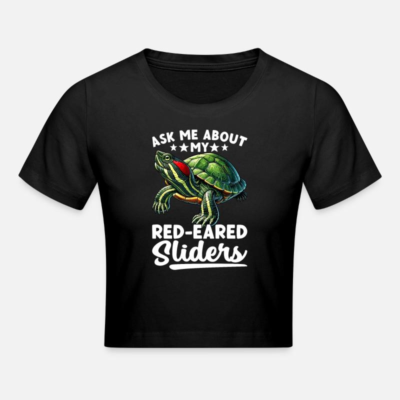 Turtle Red-eared Turtle - Cropped T-Shirt - black