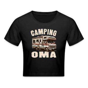 Camping Oma - Frauen Cropped T-Shirt - Schwarz - Vorne - Marisol (170cm)