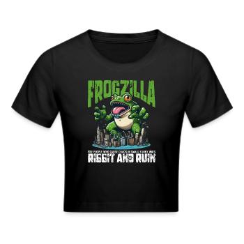 RIBBIT AND RUIN - FROGZILLA - Cropped T-Shirt - black - Front - Marisol (170cm)