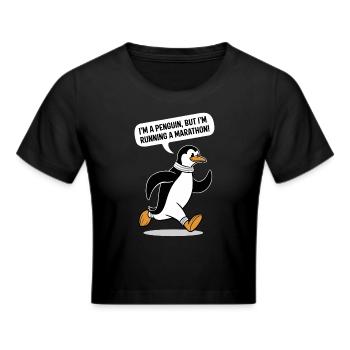 Motif pingouin marathonien - Crop top - noir - Devant - Marisol (170cm)