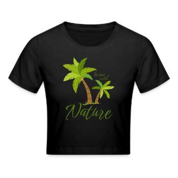 Be one with nature - Palms - Frauen Cropped T-Shirt - Schwarz - Vorne - Marisol (170cm)