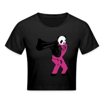 shooting panda - Frauen Cropped T-Shirt - Schwarz - Vorne - Marisol (170cm)