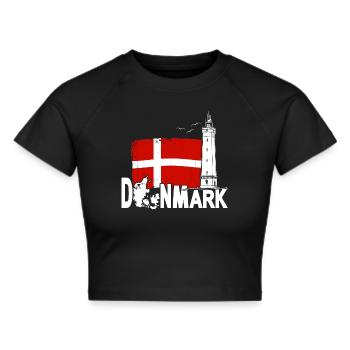 Denmark Blavand Fyr Lighthouse Holiday - Cropped T-Shirt - black - Front - Marisol (170cm)