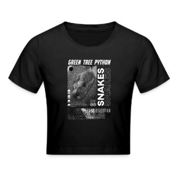 Grüner Baum Python Moderne Streetwear Reptilienhalter - Frauen Cropped T-Shirt - Schwarz - Vorne - Marisol (170cm)