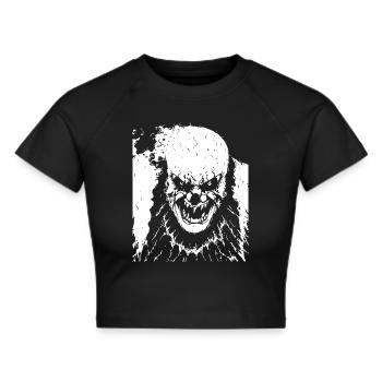 Horror Clown Spooky Halloween Horror Film Evil Cl - Frauen Cropped T-Shirt - Schwarz - Vorne - Marisol (170cm)