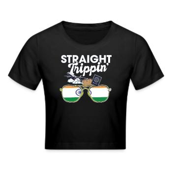 Straight Trippin' India Vacation Tour Travel Trip - Frauen Cropped T-Shirt - Schwarz - Vorne - Marisol (170cm)