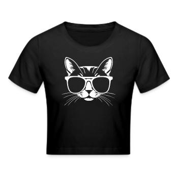 Lustige Katze mit Sonnenbrille Kätzchen Sonnenbrille Katzen - Frauen Cropped T-Shirt - Schwarz - Vorne - Marisol (170cm)