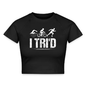 I Tri'd Triathlon Wettkampf für Triathleten - Frauen Cropped T-Shirt - Schwarz - Vorne - Marisol (170cm)