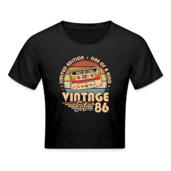 Retro Vintage Geburtstagsgeschenk Jahrgang 1986 - Frauen Cropped T-Shirt - Schwarz - Vorne - Marisol (170cm)