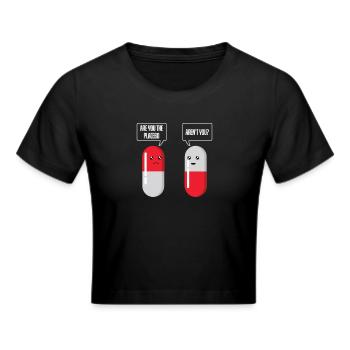 Placebo effect confuses even dummy medication - Cropped T-Shirt - black - Front - Marisol (170cm)