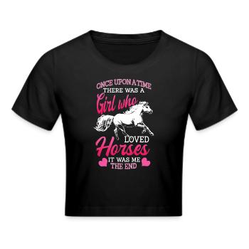 Pferd, Pferde, Mädchen Und Pferde - Frauen Cropped T-Shirt - Schwarz - Vorne - Marisol (170cm)