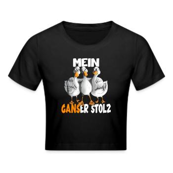 Mein Gans er Stolz Gänse Gänsezucht Landwirtschaft - Frauen Cropped T-Shirt - Schwarz - Vorne - Marisol (170cm)
