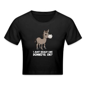 Ich mag einfach wirklich Esel, okay lustiger Esel - Frauen Cropped T-Shirt - Schwarz - Vorne - Marisol (170cm)