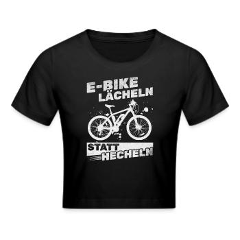 Elektrofahrrad E-Bike Radfahrer E-Bike Lächeln - Frauen Cropped T-Shirt - Schwarz - Vorne - Marisol (170cm)