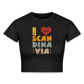 Ich Liebe Skandinavien Skandinavisch Skandinavier - Frauen Cropped T-Shirt - Schwarz - Vorne - Marisol (170cm)