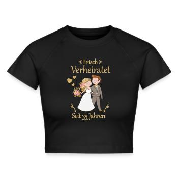 35 Jahre Verheiratet Leinwandhochzeit Geschenk - Frauen Cropped T-Shirt - Schwarz - Vorne - Marisol (170cm)
